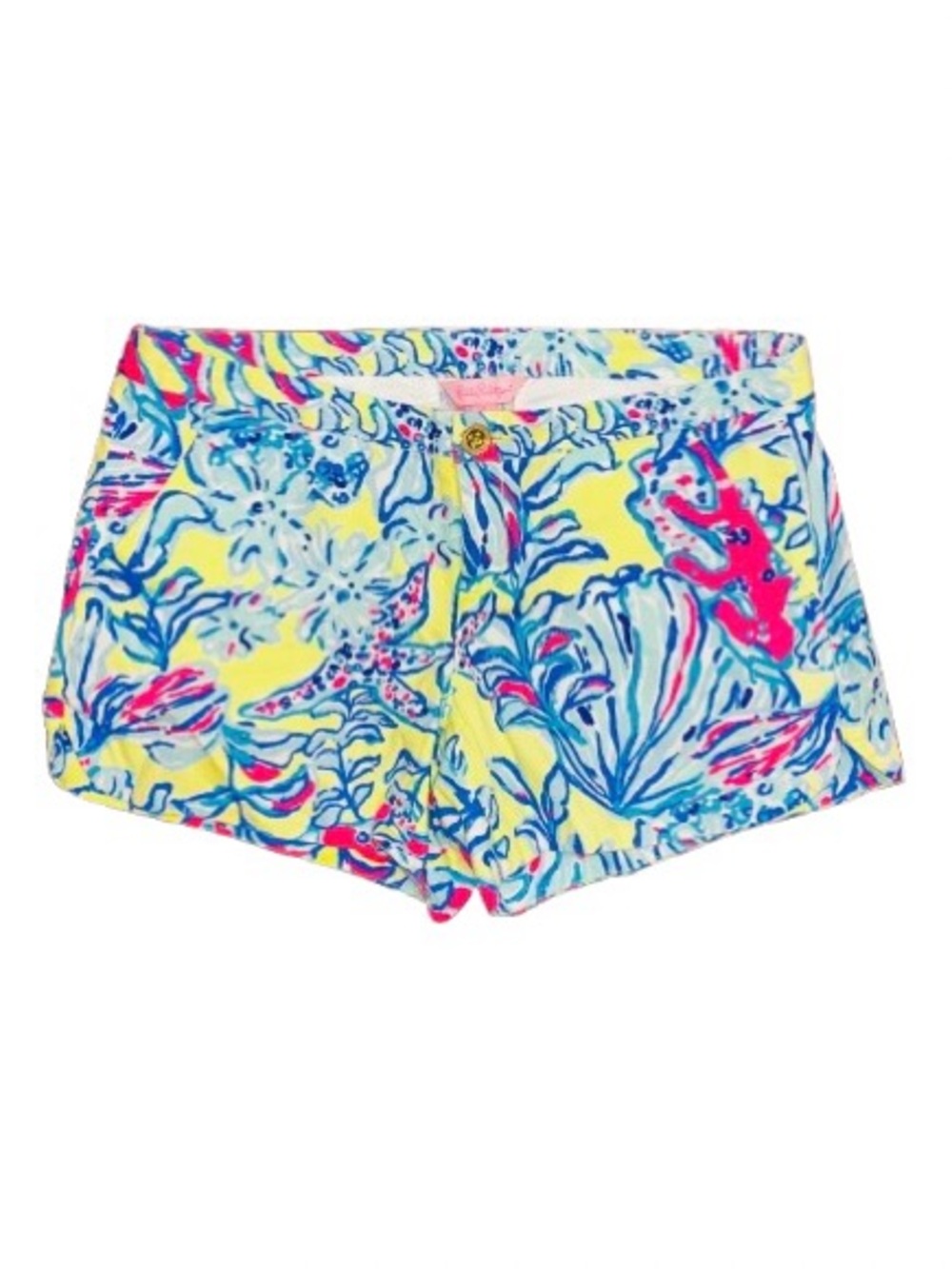 Lilly Pulitzer Vibrant Tropical Print Shorts in Yellow, Blue & Pink